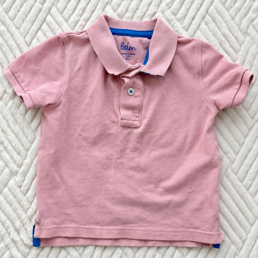 Boden Toddler Boys 2-3Y Pink Cotton Classic Polo Shirt Short Sleeve Top